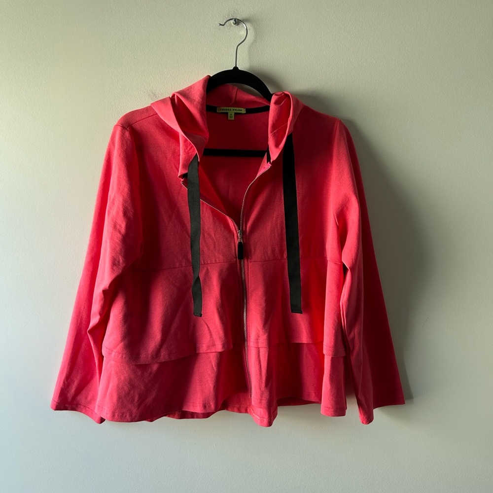 Trisha Tyler coral pink zip front hoodie